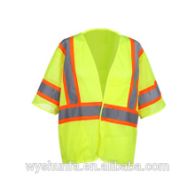High visibility 100% Polyester Mesh Reflective Safety Vest with 2pockets